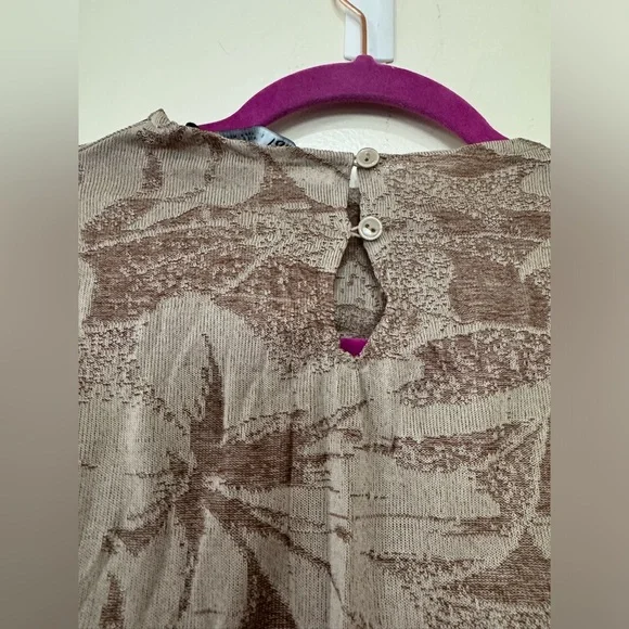 Zara Jacquard Midi Tie Waist Crinkle Detail Dress Brown Full sleeves high neck M - Picture 14 of 17